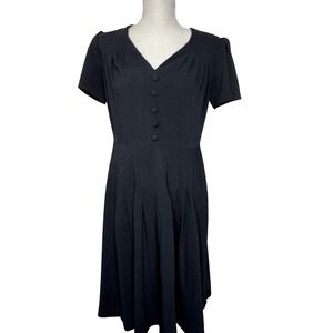 Hell Bunny Vixon Retro Fit n Flare Black Dress Medium